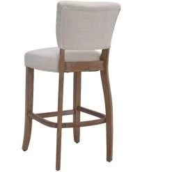 Livingandhome Set Of 2 Height Linen Bar Stool For Kitchen, Beige -Elegant Store 60359568 4