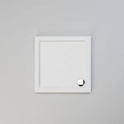 ELEGANT 800 X 800 X 40 Mm Rectangular Low Profile Shower Tray White Stone Shower Base Tray For Shower Enclosure Bathroom With Waste Trap -Elegant Store 60600585 3