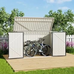 Livingandhome Heavy Duty Steel Bicycle Debris Storage Shed, Charcoal Black