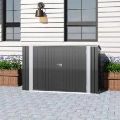 Livingandhome Heavy Duty Steel Bicycle Debris Storage Shed, Charcoal Black -Elegant Store 61243077 3