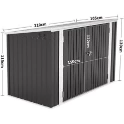 Livingandhome Heavy Duty Steel Bicycle Debris Storage Shed, Charcoal Black -Elegant Store 61243077 5