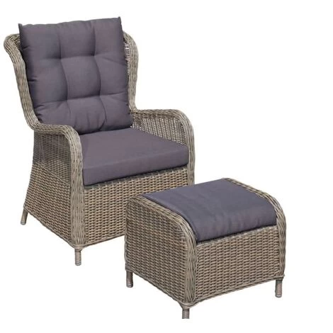 DesignDrop- Fauna Rattan Armchair- Includes Ottoman- Natural/ Grey 1 DesignDrop- Fauna Rattan Armchair- Includes Ottoman- Natural/ Grey