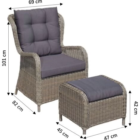 DesignDrop- Fauna Rattan Armchair- Includes Ottoman- Natural/ Grey 2 DesignDrop- Fauna Rattan Armchair- Includes Ottoman- Natural/ Grey - Image 2