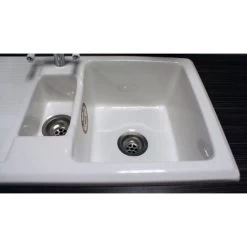 Ceramic 1.5 Bowl Kitchen Sink With Waste By Rak - White - 20 Year Guarantee -Elegant Store 64565058 4