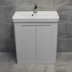 Ross Curved Vanity Basin Sink Unit - Gloss White - 550mm + 700mm With Tap Option, 550mm-No Tap Pack 7 Ross Curved Vanity Basin Sink Unit - Gloss White - 550mm + 700mm With Tap Option, 550mm-No Tap Pack -Elegant Store 64565064 3