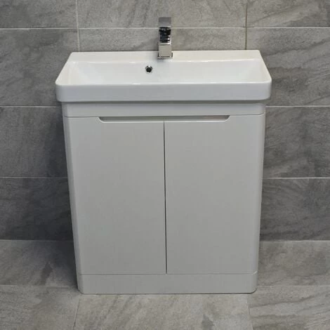 Ross Curved Vanity Basin Sink Unit - Gloss White - 550mm + 700mm With Tap Option, 550mm-No Tap Pack 3 Ross Curved Vanity Basin Sink Unit - Gloss White - 550mm + 700mm With Tap Option, 550mm-No Tap Pack - Image 3
