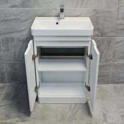 Ross Curved Vanity Basin Sink Unit - Gloss White - 550mm + 700mm With Tap Option, 550mm-No Tap Pack 9 Ross Curved Vanity Basin Sink Unit - Gloss White - 550mm + 700mm With Tap Option, 550mm-No Tap Pack -Elegant Store 64565064 5