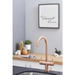 SIA KT3CU Copper Swan Neck Twin Lever Contemporary Monobloc Kitchen Mixer Tap -Elegant Store 65334677 3