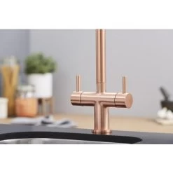 SIA KT3CU Copper Swan Neck Twin Lever Contemporary Monobloc Kitchen Mixer Tap -Elegant Store 65334677 4