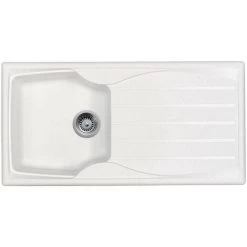 Elegant Store 11 Astracast Sierra 1.0 Bowl Reversible White Kitchen Sink With Basket Waste Kit