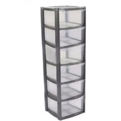 6 Drawer Plastic Storage Tower Unit – Silver
