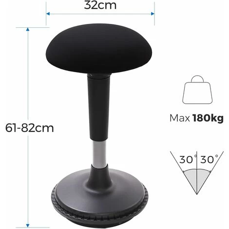FLEXISPOT Wobble Stool Stay Active Exercise Office Chair Encourage Movement Height Adjustable Seat For Comfortable Working/standing Desk Perching Stool (Black) 5 FLEXISPOT Wobble Stool Stay Active Exercise Office Chair Encourage Movement Height Adjustable Seat For Comfortable Working/standing Desk Perching Stool (Black) - Image 5