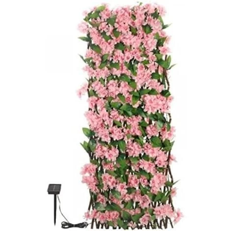 Solar In-Lit Pink Blossom Trellis Leaves And Flowers Artificial Leaf Trellis Panel Spring And Summer Garden Decoration Light Up Climbing Faux Plants Flowers (180 X 90cm) 3 Solar In-Lit Pink Blossom Trellis Leaves And Flowers Artificial Leaf Trellis Panel Spring And Summer Garden Decoration Light Up Climbing Faux Plants Flowers (180 X 90cm) - Image 3
