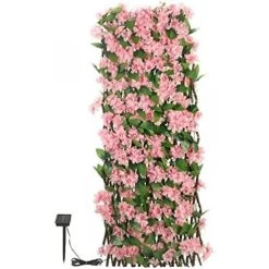 Solar In-Lit Pink Blossom Trellis Leaves And Flowers Artificial Leaf Trellis Panel Spring And Summer Garden Decoration Light Up Climbing Faux Plants Flowers (180 X 90cm) 7 Solar In-Lit Pink Blossom Trellis Leaves And Flowers Artificial Leaf Trellis Panel Spring And Summer Garden Decoration Light Up Climbing Faux Plants Flowers (180 X 90cm) -Elegant Store 67165589 4