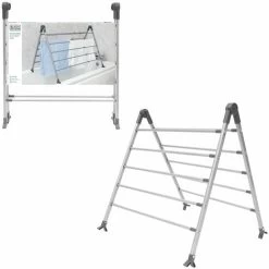 BLACK+DECKER BXLB0001GB Extendable Over Bath Airer, Grey Colour, Adjustable Rotation, 10 Drying Bars With 5.6m Total Drying Space, Folds For Compact Storage