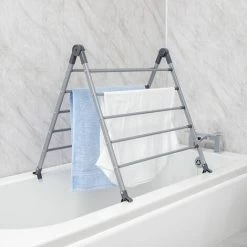 BLACK+DECKER BXLB0001GB Extendable Over Bath Airer, Grey Colour, Adjustable Rotation, 10 Drying Bars With 5.6m Total Drying Space, Folds For Compact Storage 8 BLACK+DECKER BXLB0001GB Extendable Over Bath Airer, Grey Colour, Adjustable Rotation, 10 Drying Bars With 5.6m Total Drying Space, Folds For Compact Storage -Elegant Store 67312590 4