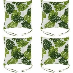 Floor Chair Cushions For Sofa And Dining Chair Set Of 4 Green/Green Turtle Leaf Linen Chair Cushions For Garden Kitchen Office 38 X 38cm (E)
