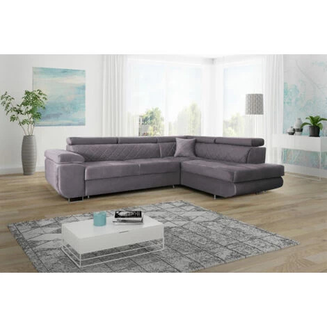 Fabric Laguna Corner Sofa Bed With Storage Universal Sofa Bed - Grey 1 Fabric Laguna Corner Sofa Bed With Storage Universal Sofa Bed - Grey