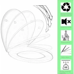 WOLTU Wooden Toilet Seats Soft Close WC Seat Hinge Ideal For Standard Toilet Grey Linen -Elegant Store 71153734 3