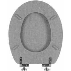 WOLTU Wooden Toilet Seats Soft Close WC Seat Hinge Ideal For Standard Toilet Grey Linen -Elegant Store 71153734 5