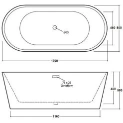 Freestanding Modern Double Ended Bath 1700mm - Duke By Voda Design -Elegant Store 72275217 3