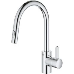 Grohe Eurosmart Cosmopolitan Single-lever Kitchen Mixer With Pull-out 2 Jets, Gooseneck, Chrome (31481001)