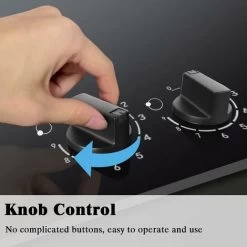 Induction Hob Black Glass Electric Cooktop Built-in 4 Zone Electric Hob With Knob 60cm, 7200W, Hard Wire, No Plug Included -Elegant Store 73150172 3