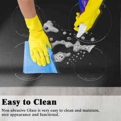 Induction Hob Black Glass Electric Cooktop Built-in 4 Zone Electric Hob With Knob 60cm, 7200W, Hard Wire, No Plug Included -Elegant Store 73150172 4