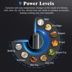 Induction Hob Black Glass Electric Cooktop Built-in 4 Zone Electric Hob With Knob 60cm, 7200W, Hard Wire, No Plug Included -Elegant Store 73150172 5