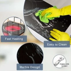 2 Zone Ceramic Hob, Hobsir Built-in Electric Hob 30cm, Marble, 3200W, Touch Control, Doul Zone, 9 Heating Levels, Safety Lock,Timer, Hard Wire, No Plug Included, LH09 -Elegant Store 73150180 4