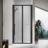 ELEGANT 900mm Bi-Fold Shower Door Reversible Folding Glass Inner Opening Design Shower Enclosure Cubicles Door Matt Black Frame