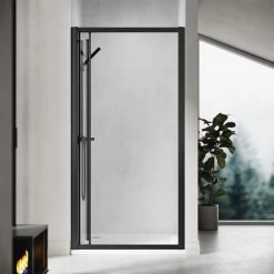 ELEGANT 900mm Bi-Fold Shower Door Reversible Folding Glass Inner Opening Design Shower Enclosure Cubicles Door Matt Black Frame -Elegant Store 74954002 3