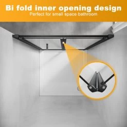 ELEGANT 900mm Black Frame Bifold Shower Door Enclosure Folding Bathroom Glass Wet Room -Elegant Store 75364992 5