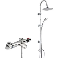 Thermostatic Bath Shower Mixer Tap With Round 3 Way Shower Kit