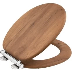 Driftwood Effect Wooden Toilet Seat Heavy Duty Bar Duty Wood Effect Finish