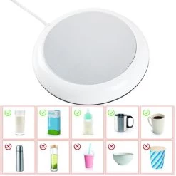 USB Coffee Mug Warmer, Wood Grain Cup Warmer Beverage Mug Heat Mat Water Milk Warmer Plate White 7 USB Coffee Mug Warmer, Wood Grain Cup Warmer Beverage Mug Heat Mat Water Milk Warmer Plate White -Elegant Store 77431998 3
