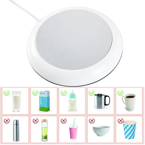 USB Coffee Mug Warmer, Wood Grain Cup Warmer Beverage Mug Heat Mat Water Milk Warmer Plate White 3 USB Coffee Mug Warmer, Wood Grain Cup Warmer Beverage Mug Heat Mat Water Milk Warmer Plate White - Image 3