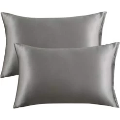 Satin Pillowcase For Hair And Skin, Set Of 2, Pillow Cases - Satin Cushion Covers With Envelope Closure, Dark Gray