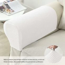 Pack Jacquard Stretch Sofa Armchair Armrest Covers Anti-Slip Furniture Protector Armrest Covers For Recliner Sofa With Free Fixing Tools -Elegant Store 77562264 4