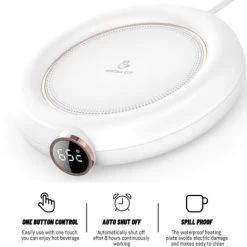 Coffee Mug Warmer&Cup Warmer For Office Desk Use, Electric Beverage Warmer, Coffee Warmer Plate For Cocoa White -Elegant Store 78327030 3
