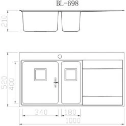 Sauber 1.5 Bowl Square Inset Stainless Steel Kitchen Sink Right Hand Drainer -Elegant Store 79701161 4