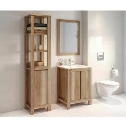 Bathroom Vanity Unit 600mm Floor Standing 60cm Sink Cabinet Freestanding Oak Effect Classic 8 Bathroom Vanity Unit 600mm Floor Standing 60cm Sink Cabinet Freestanding Oak Effect Classic -Elegant Store 80437557 4