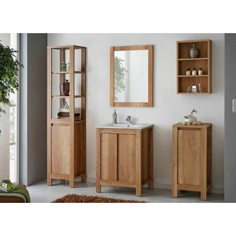 Bathroom Vanity Unit 600mm Floor Standing 60cm Sink Cabinet Freestanding Oak Effect Classic 5 Bathroom Vanity Unit 600mm Floor Standing 60cm Sink Cabinet Freestanding Oak Effect Classic - Image 5