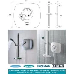 Bristan Hydropower 1500XT Thermostatic Power Shower Showerforce New Team NT1500 -Elegant Store 81039340 5