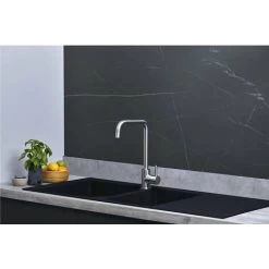Liquida LP20BL 2.0 Bowl Composite Inset Reversible Black Kitchen Sink -Elegant Store 81167248 3