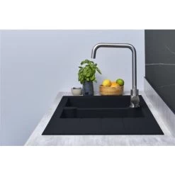 Liquida LP20BL 2.0 Bowl Composite Inset Reversible Black Kitchen Sink -Elegant Store 81167248 5