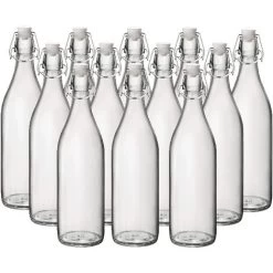 Simpa 12 X 1L Swingtop Lid Glass Bottles - CLEAR
