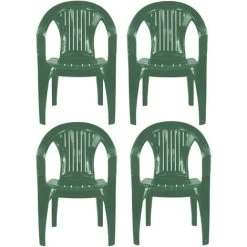 Simpa Solana Plastic Garden Chairs (Set Of 4) - GREEN