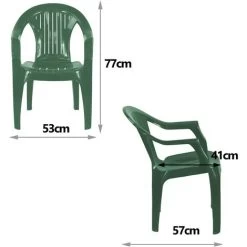 Simpa Solana Plastic Garden Chairs (Set Of 4) - GREEN -Elegant Store 81946588 5