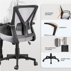 Yaheetech Mesh Office Chair Executive Desk Chair, Light Gray -Elegant Store 83169716 3